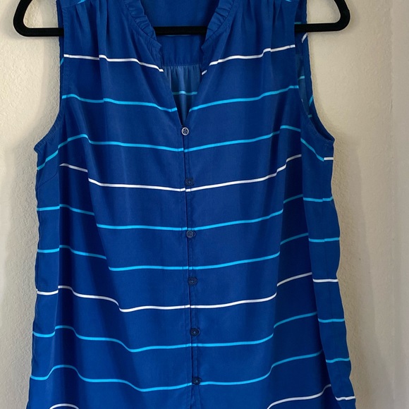 Tommy Hilfiger Medium Blue striped button down top - Picture 2 of 7